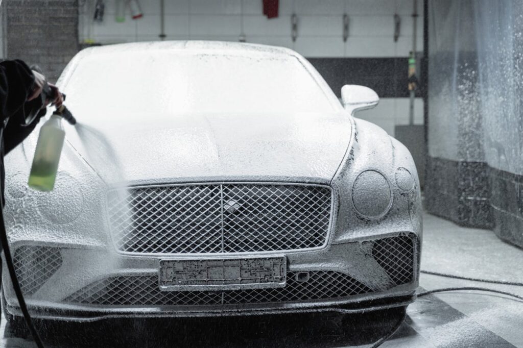 A Mercedes Benz Getting Washed